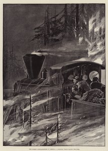 The Forest Conflagrations in America, et jernbanetog som kjører ilden
